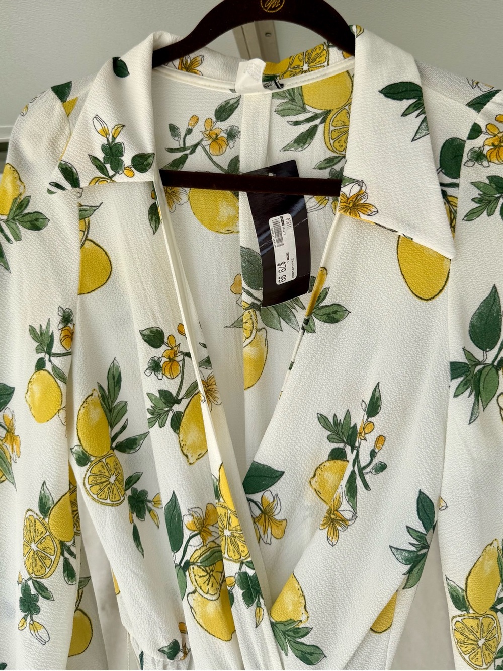 Lemon Print Faux Wrap Maxi Dress - Picture 3 of 13